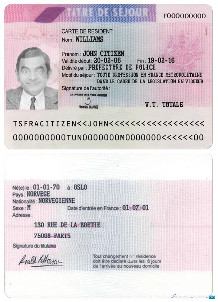 Download FRANCE residence permit version 3 Photoshop template